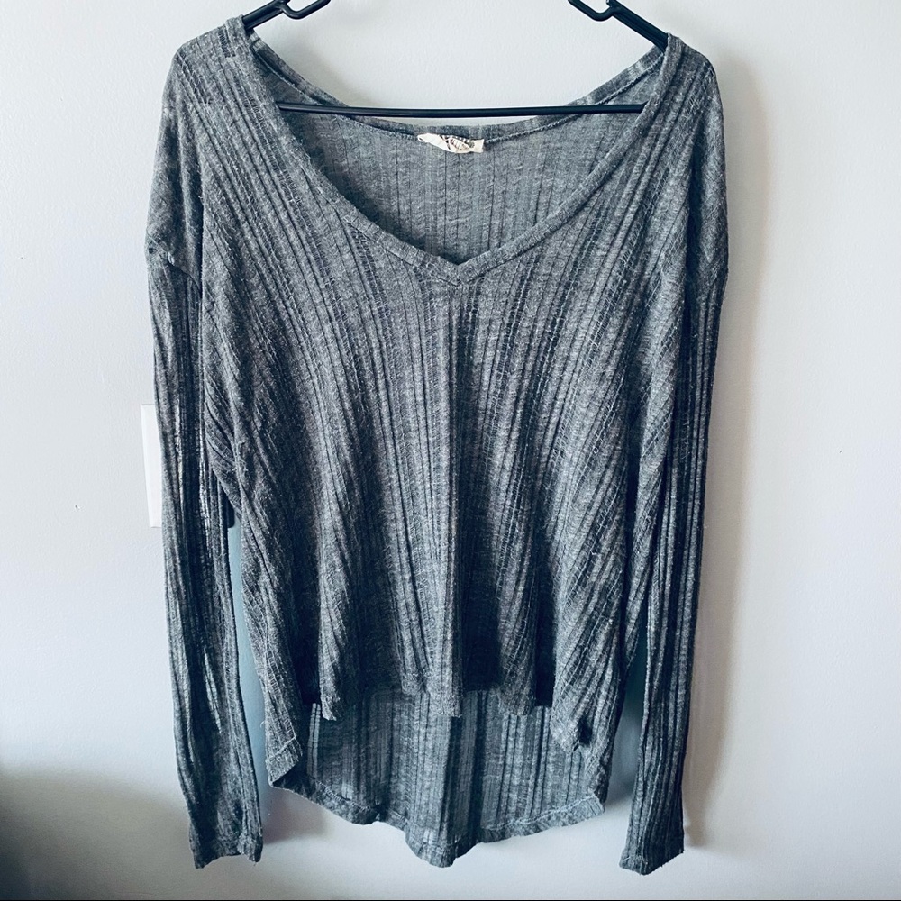 Show Me Your Mumu Mellow gray long sleeve blouse